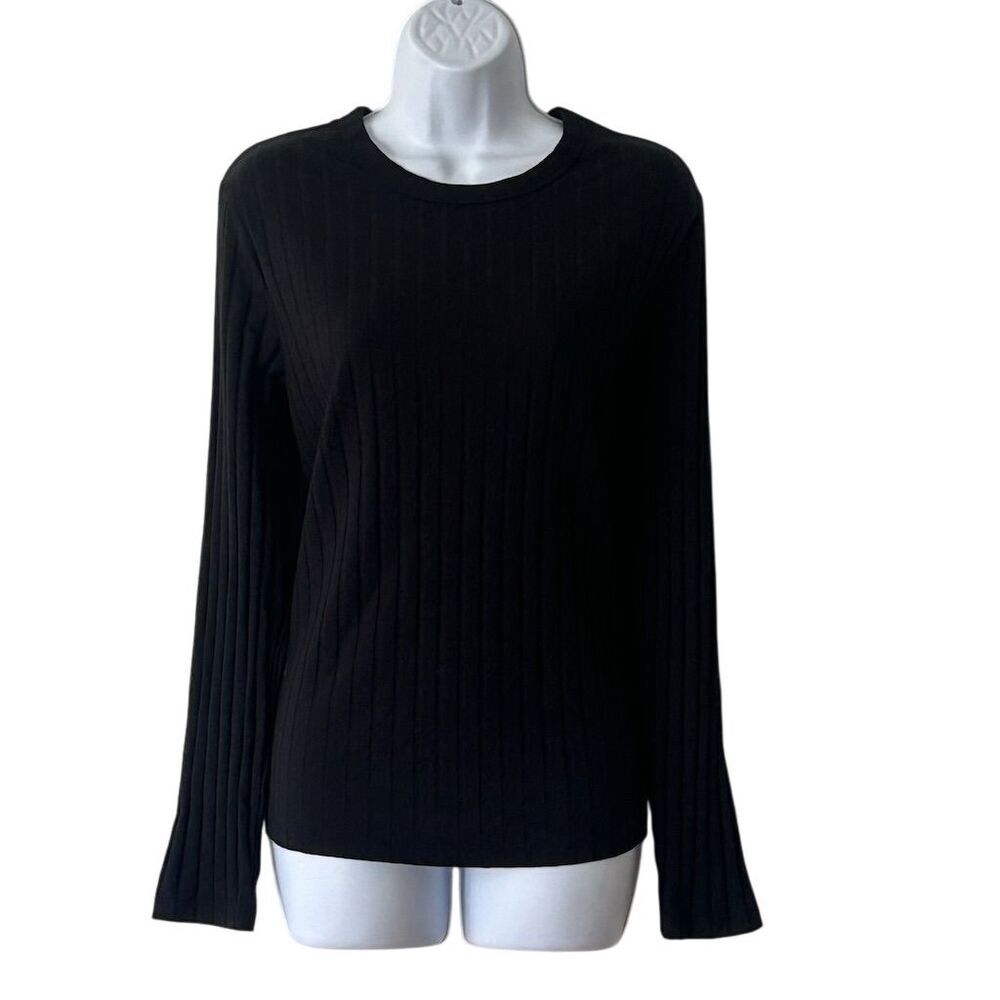 A New Day Women's 2XL Black Ribbed Crew Neck Long Sleeve Sweater
